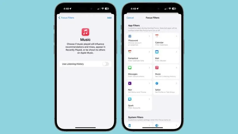 اپل موزیک: فیلتر فوکوس تاریخچه گوش دادن