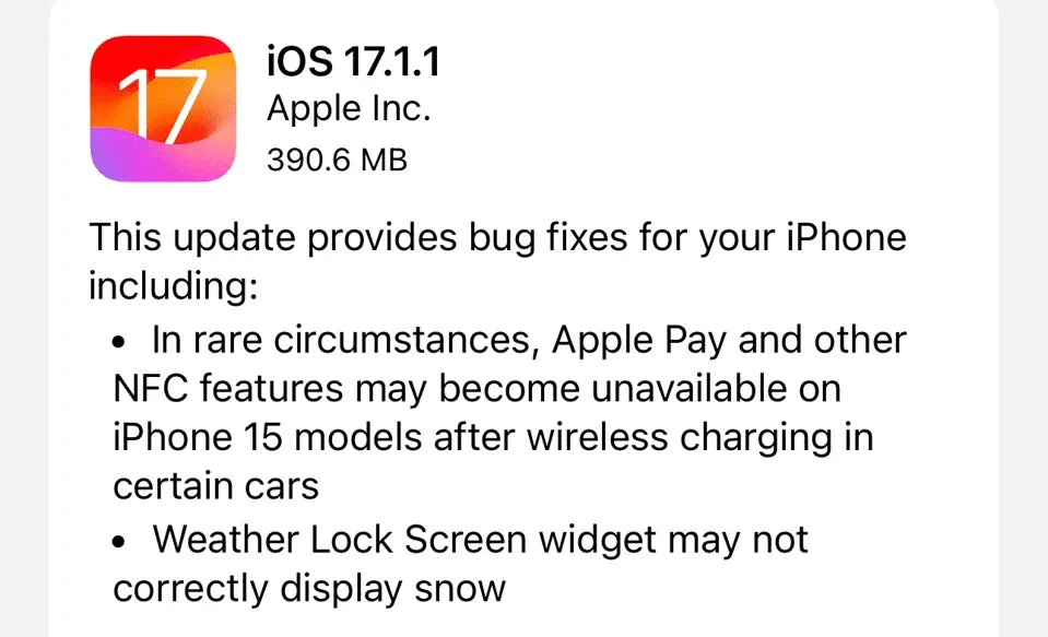 به‌روزرسانی iOS 17.1.1، مک اواس Sonoma 14.1.1 و watchOS 10.1.1