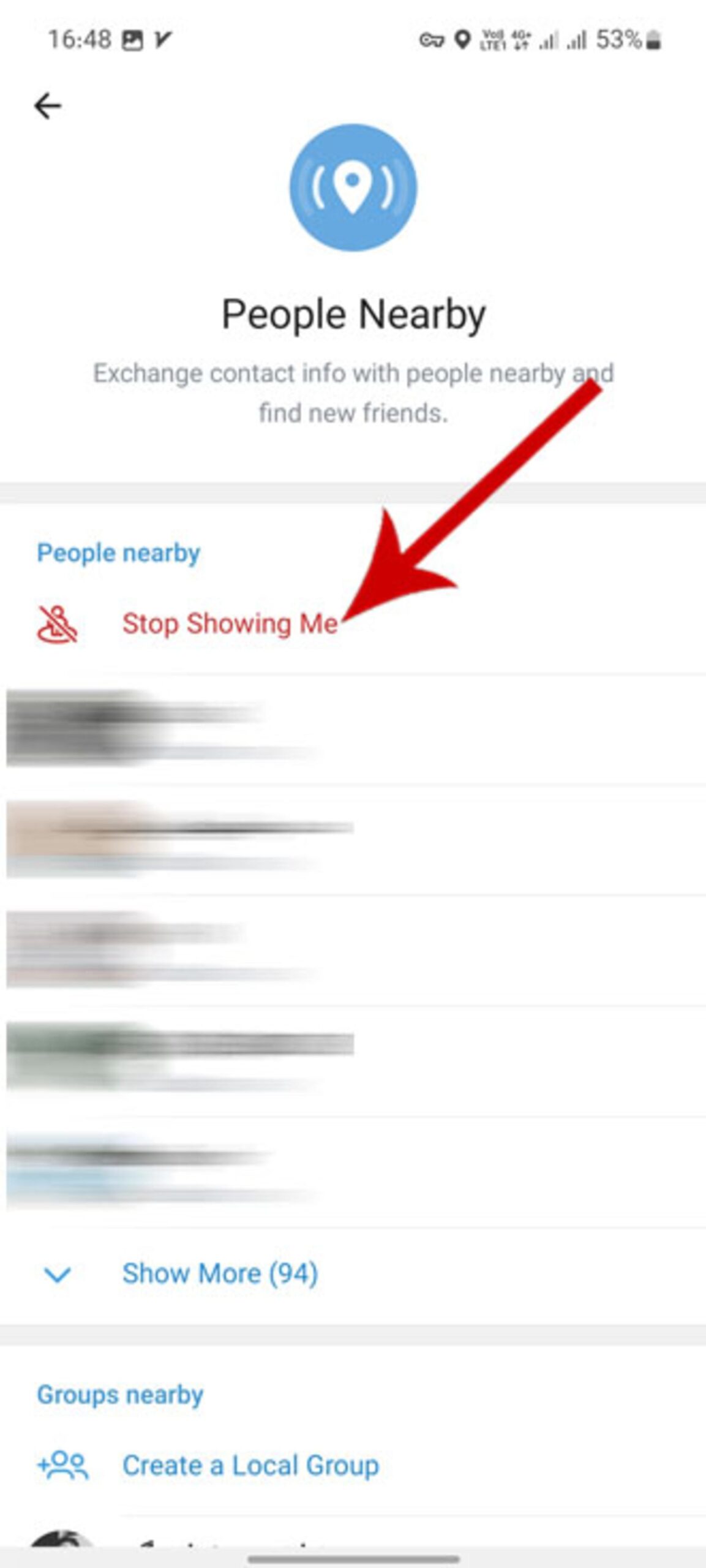 تنظیمات People Nearby