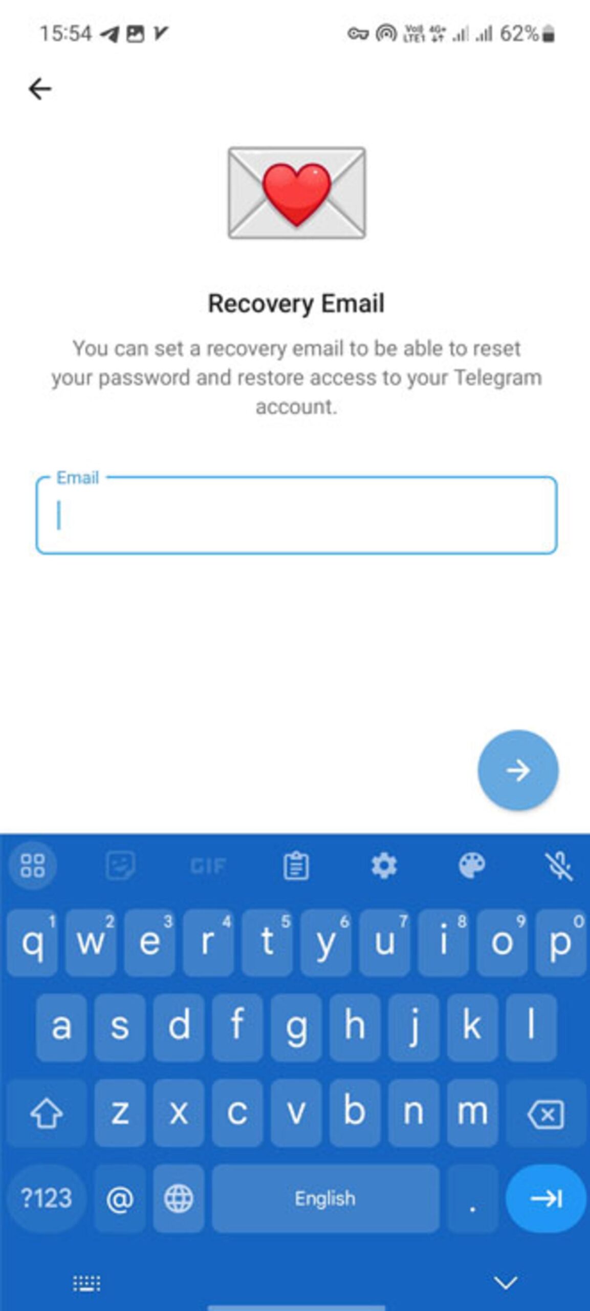 ایمیل بازیابی