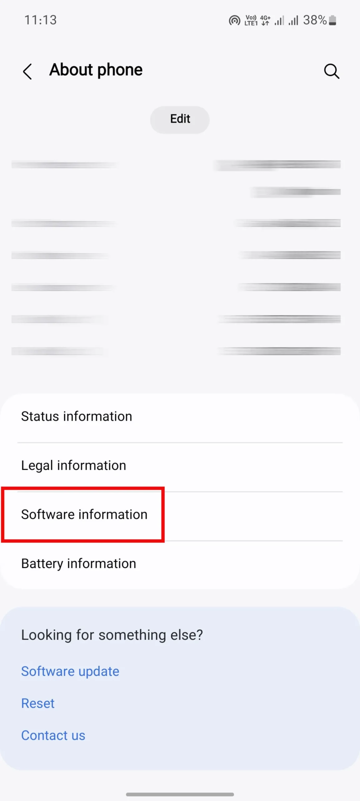 منوی About phone