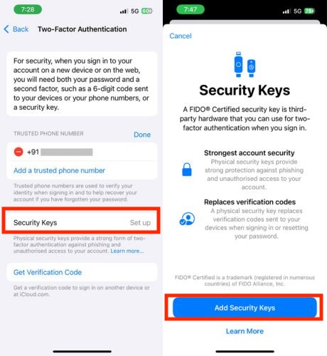 \ Security Keys و بالا بردن امنیت اپل آیدی شما به صورت حرفهای