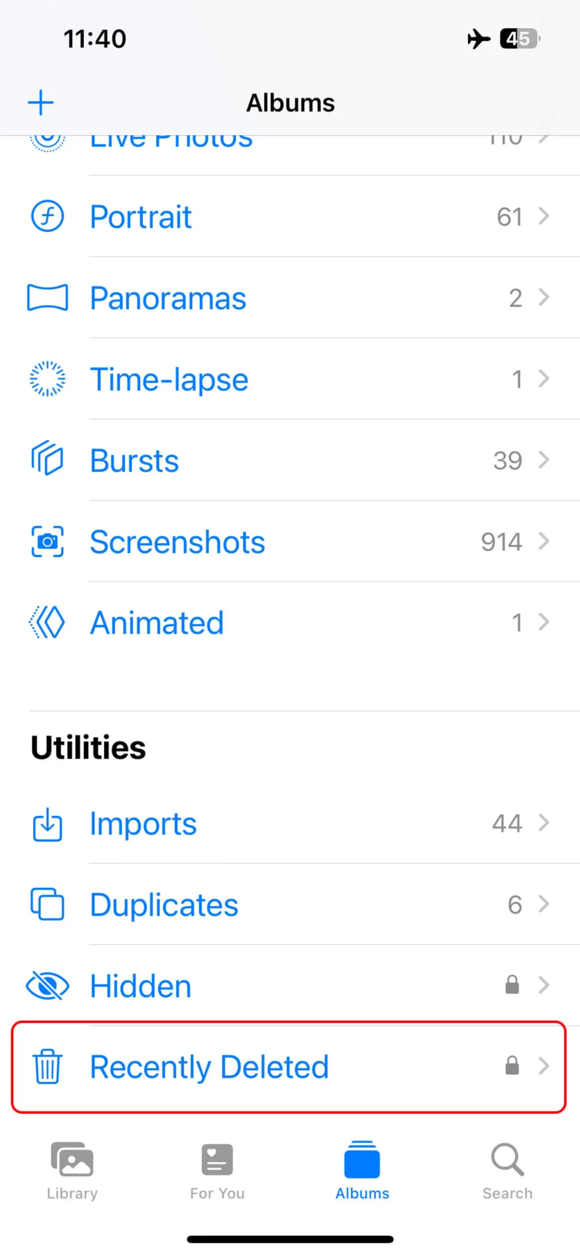 بخش albums اپلیکیشن photos