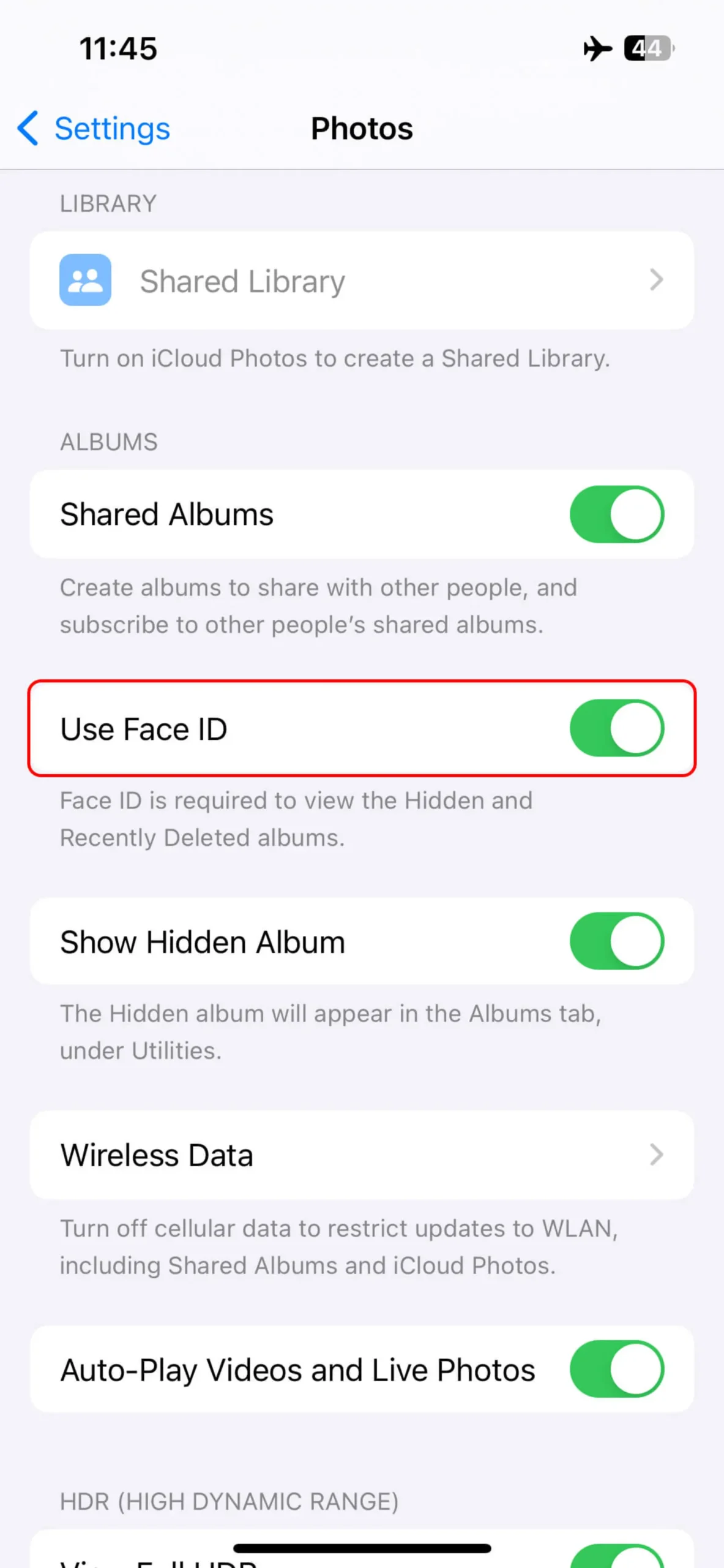 تنظیمات Photos آیفون