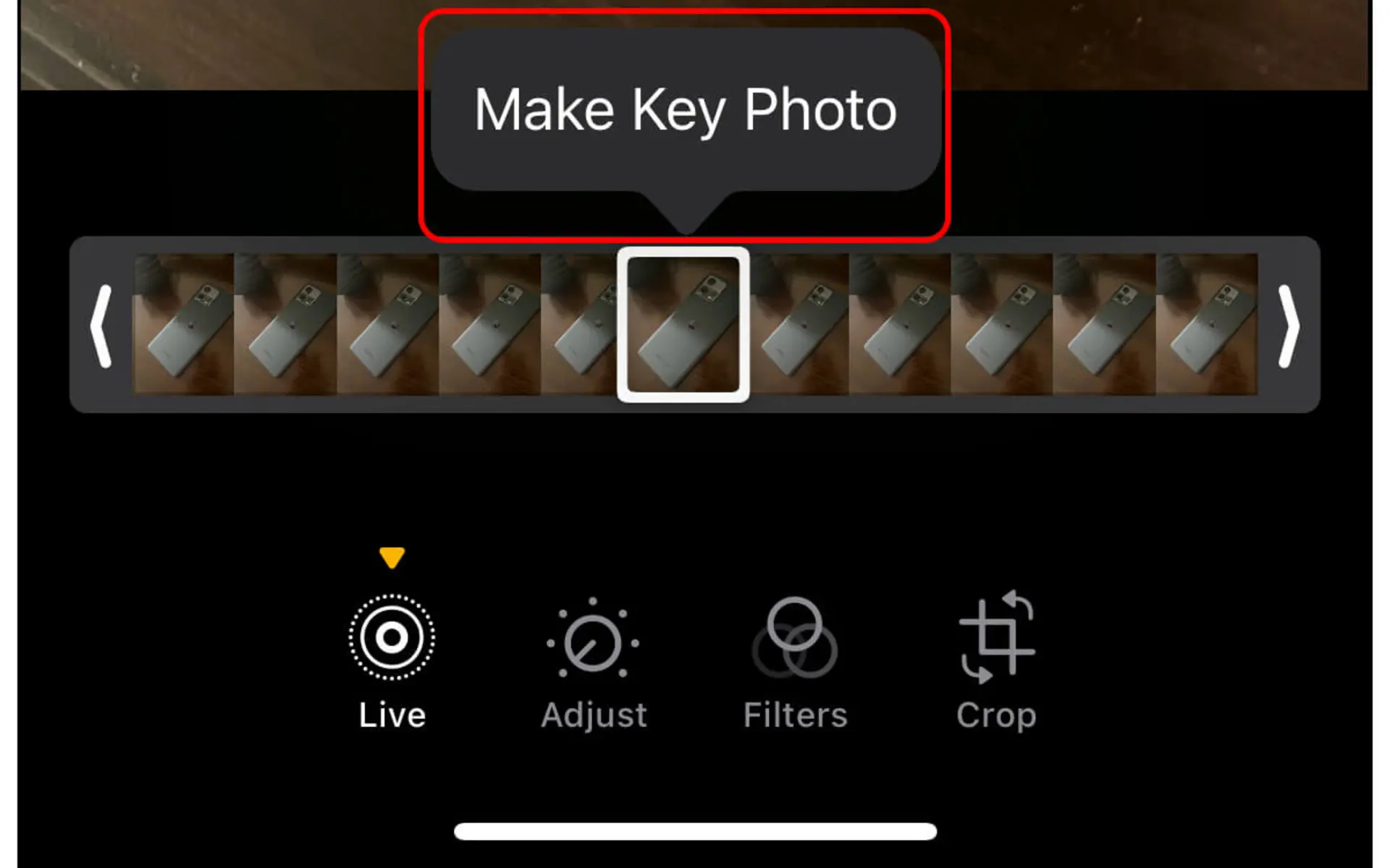 انتخاب Make Key Photo و جایگزین کردن به عنوان تصویر اصلی