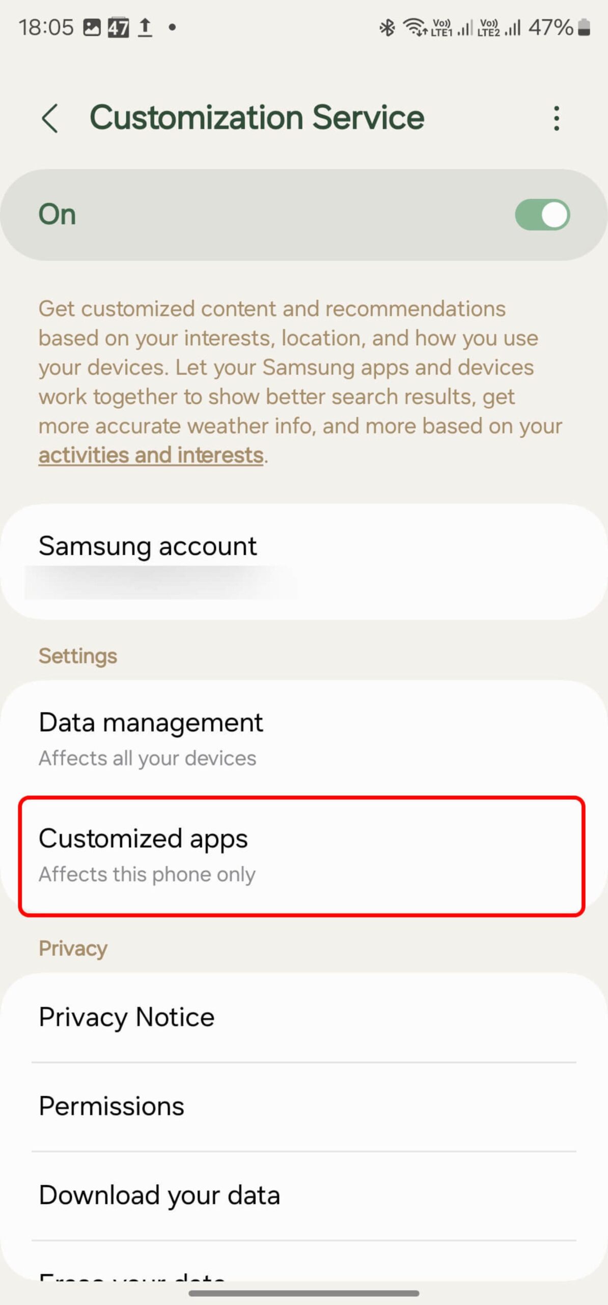 انتخاب customized apps