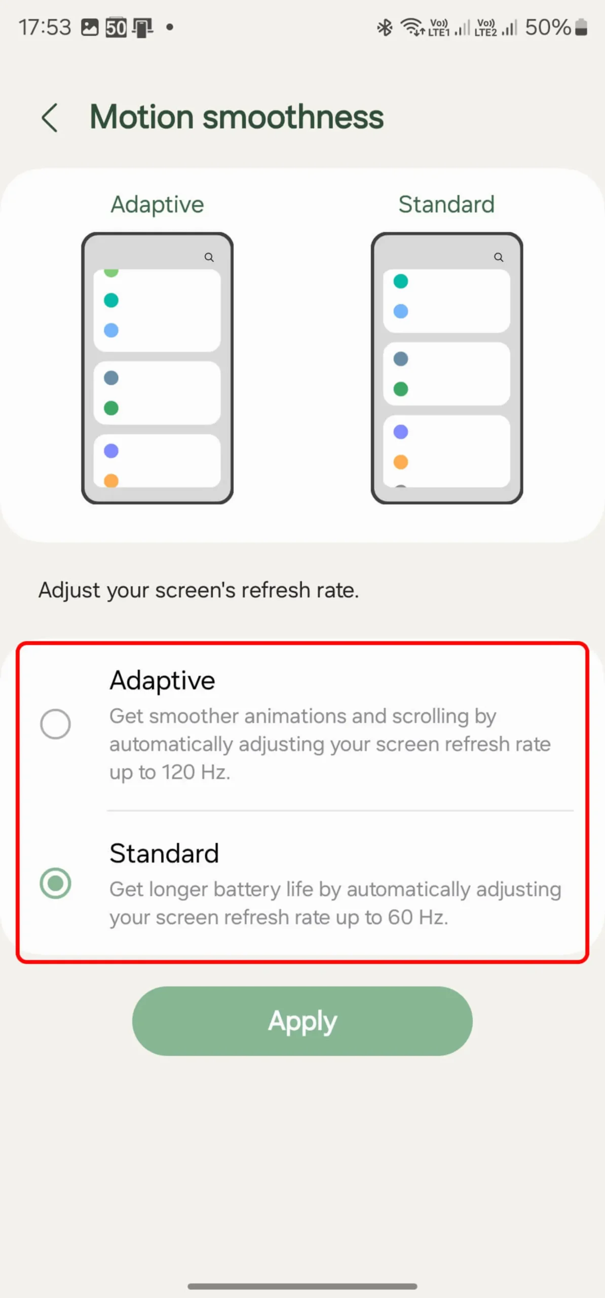 بخش motion smoothness