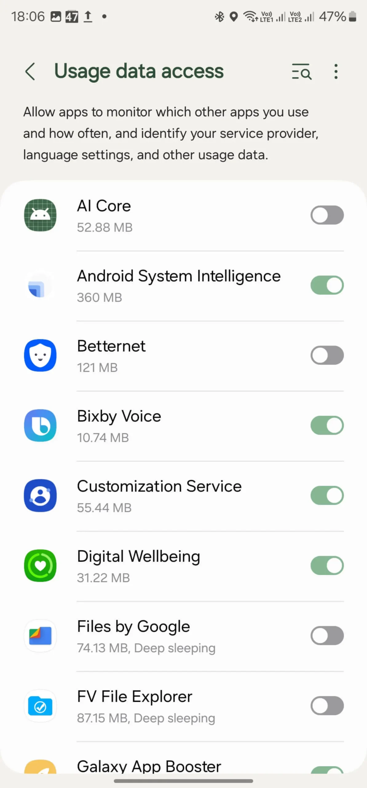 قسمت usage data access و برداشتن دسترسی آمار استفاده برنامه های غیرلازم