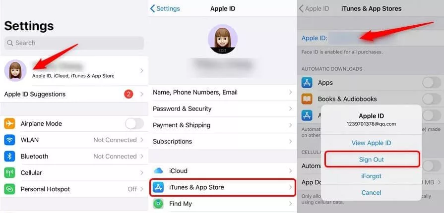 خارج‌شدن از اپل ایدی بدون رمز عبور از اپ استور یا iTunes