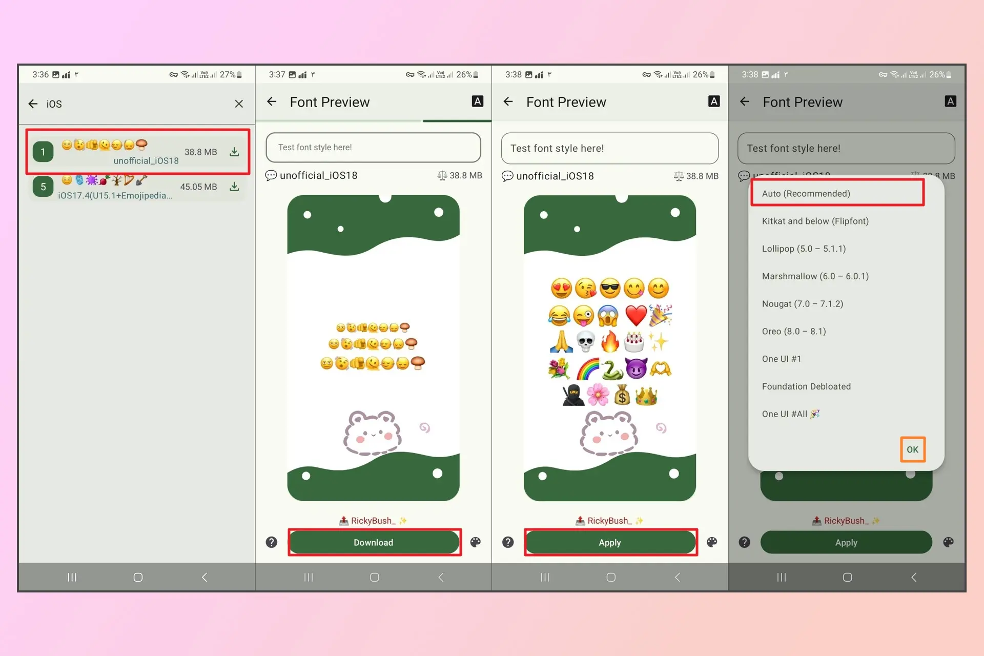 مراحل نصب فونت ایموجی ios در one ui سامسونگ