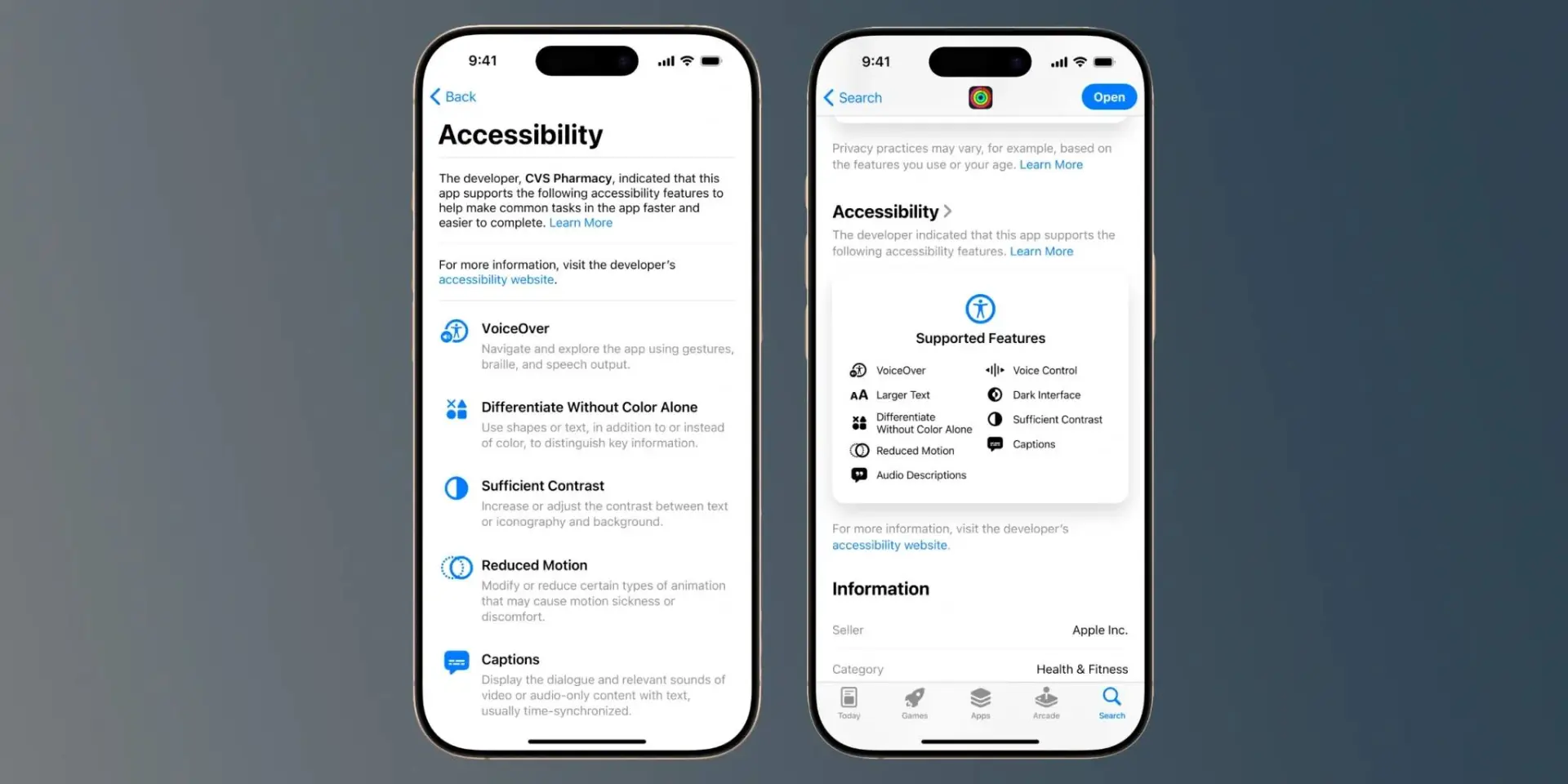 برچسب Accessibility اپ استور