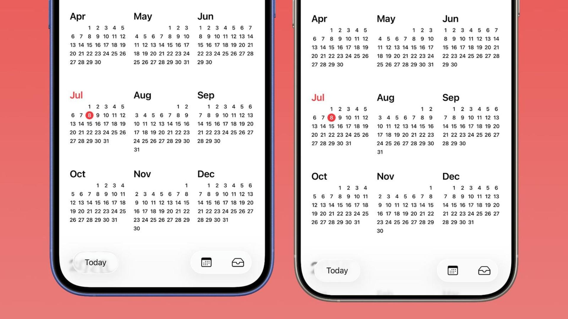 ios 26 بتا ۳ درمقابل ios 26 بتا ۲ - تقویم