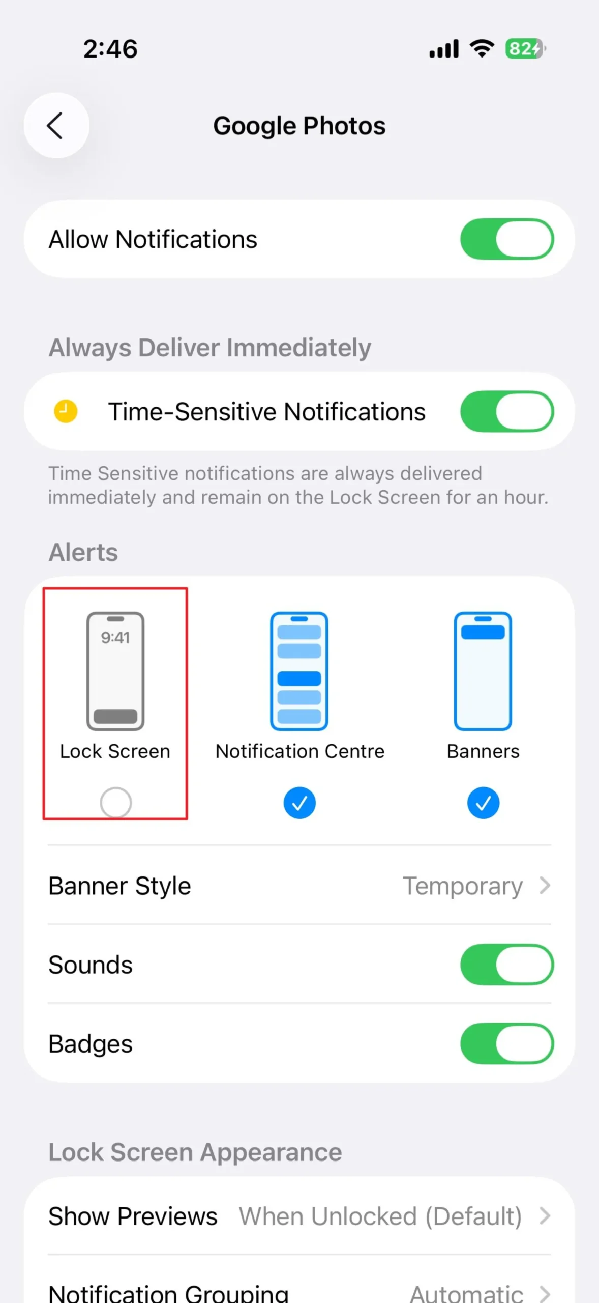 صفحه‌ی Notifications در تنظیمات آیفون و غیرفعال کردن نمایش نوتیف‌ها در لاک‌اسکرین