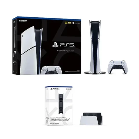 کنسول بازی سونی مدل PS5 SLIM DIGITAL 2016 به همراه دسته ی اضافه و + پایه شارژر سونی 