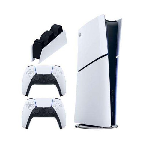 کنسول بازی سونی مدل PS5 SLIM DIGITAL 2116 به همراه دسته ی اضافه + پایه شارژ سونی کنسول بازی سونی مدل PS5 SLIM DIGITAL 2116 به همراه دسته ی اضافه + پایه شارژ سونی