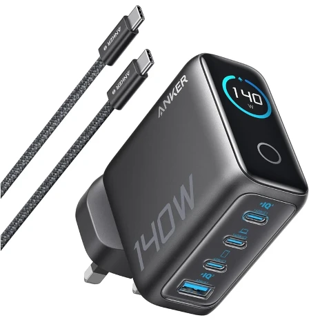 شارژر دیواری انکر مدل B2697  با توان 140 وات به همراه کابل USB-C به طول 1.5 متر