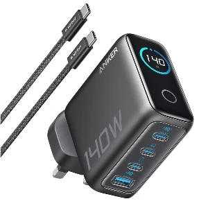 شارژر دیواری انکر مدل B2697  با توان 140 وات به همراه کابل USB-C به طول 1.5 متر