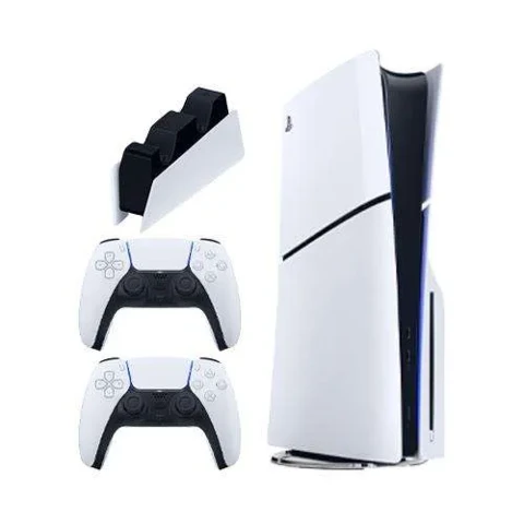 کنسول بازی سونی مدل PS5 Slim Standard 2116 1TB به همراه دسته اضافه + پایه شارژ سونی
