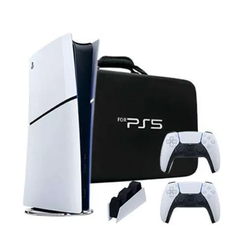 کنسول بازی سونی مدل PS5 Slim Digital 2116 825G به همراه دسته اضافه+پایه شارژ سونی+کیف قابل حمل