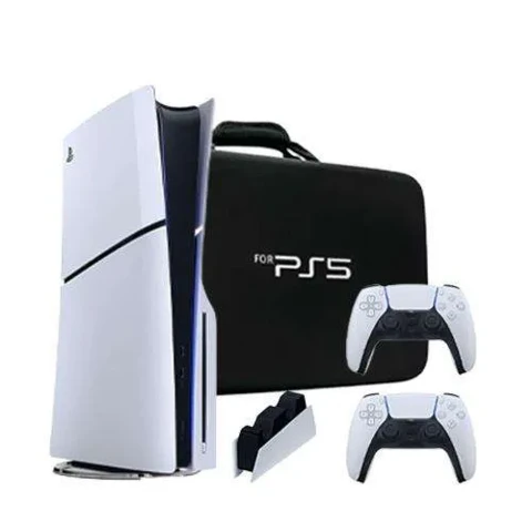 کنسول بازی سونی مدل PS5 Slim Standard 2116 1TB به همراه دسته اضافه + پایه شارژ سونی + کیف قابل حمل