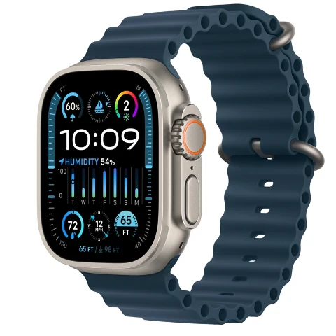 ساعت کارکرده هوشمند اپل سری اولترا 2 49 میلی متری با بند TITANIUM BLUE OCEAN BAND