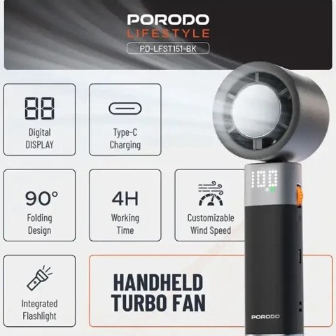 فن دستی پرودو مدل Porodo Lifestyle Handheld Turbo Fan فن دستی پرودو مدل Porodo Lifestyle Handheld Turbo Fan