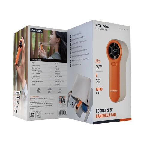 فن خنک کننده پرودو مدل Porodo Lifestyle Pocket Size Handheld Fan PDLSPF2228