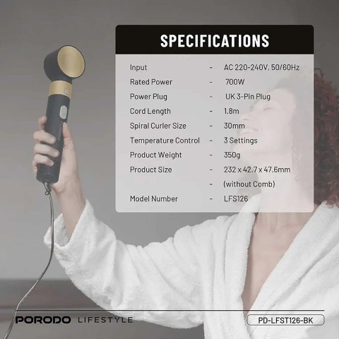 سشوار چندکاره پرودو Porodo Multi-Styling Hair Dryer Set LFST126BK