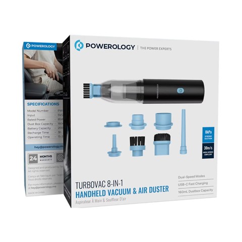 جاروبرقی و گردگیر دستی 8 کاره Powerology Turbovac PWLFVD05BK جاروبرقی و گردگیر دستی 8 کاره Powerology Turbovac PWLFVD05BK