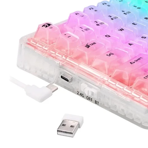 کیبورد بی سیم مکانیکال گیمینگ ردراگون ELF PRO K649 CT کیبورد بی سیم مکانیکال گیمینگ ردراگون ELF PRO K649 CT