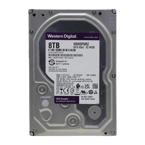 هارد دیسک اینترنال وسترن دیجیتال مدل Purple ظرفیت 8 ترابایت هارد دیسک اینترنال وسترن دیجیتال مدل Purple ظرفیت 8 ترابایت